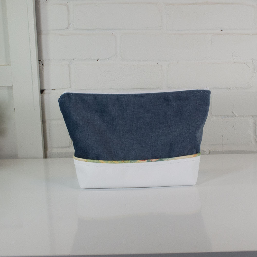 Trousse à cosmétiques - Velours Bleu & blanc