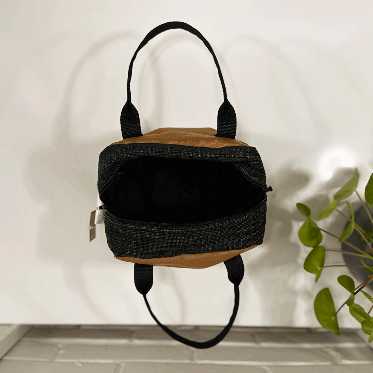 Sac à lunch modèle Bento - Tan & Black