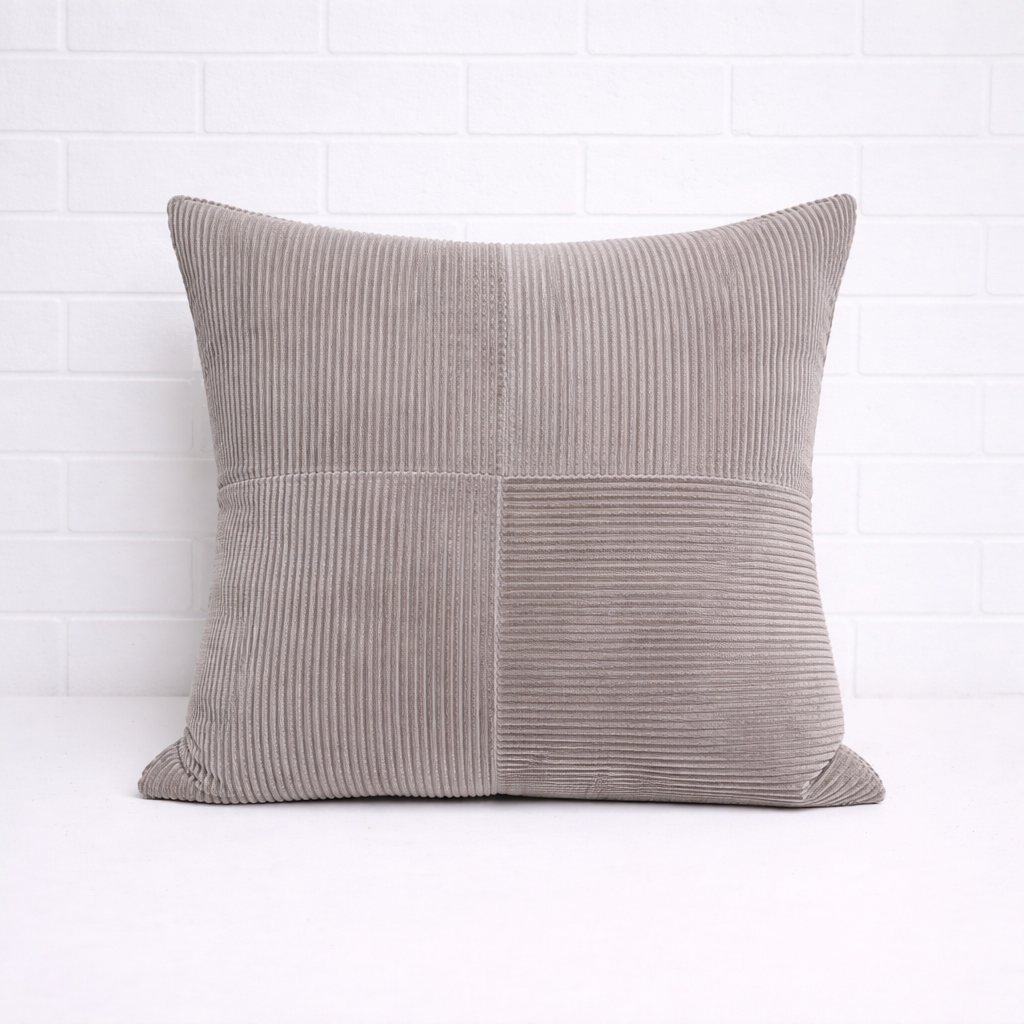 Housse de coussin - Ridges Gris velours cotelé