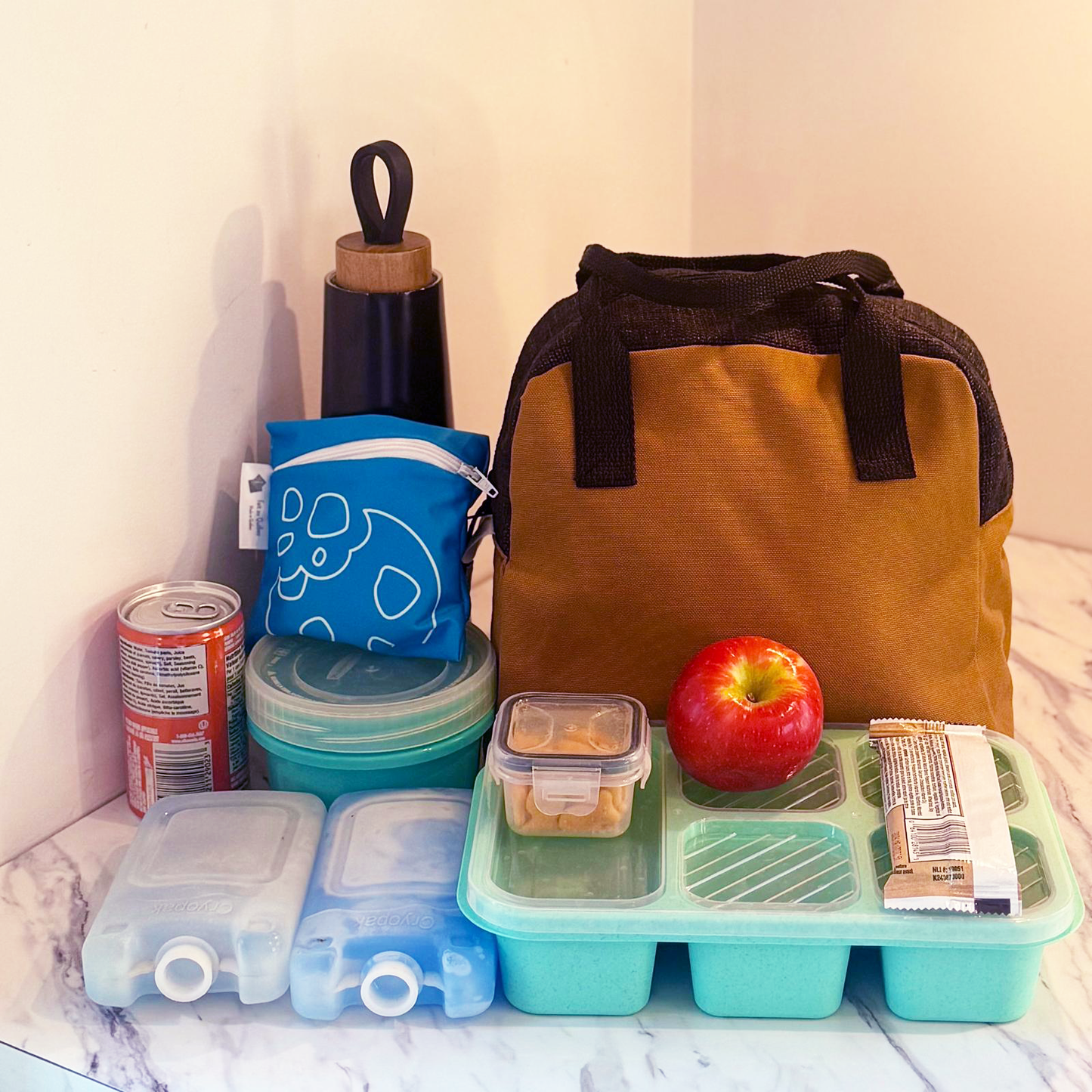 Sac à lunch modèle Bento - Tan & Black