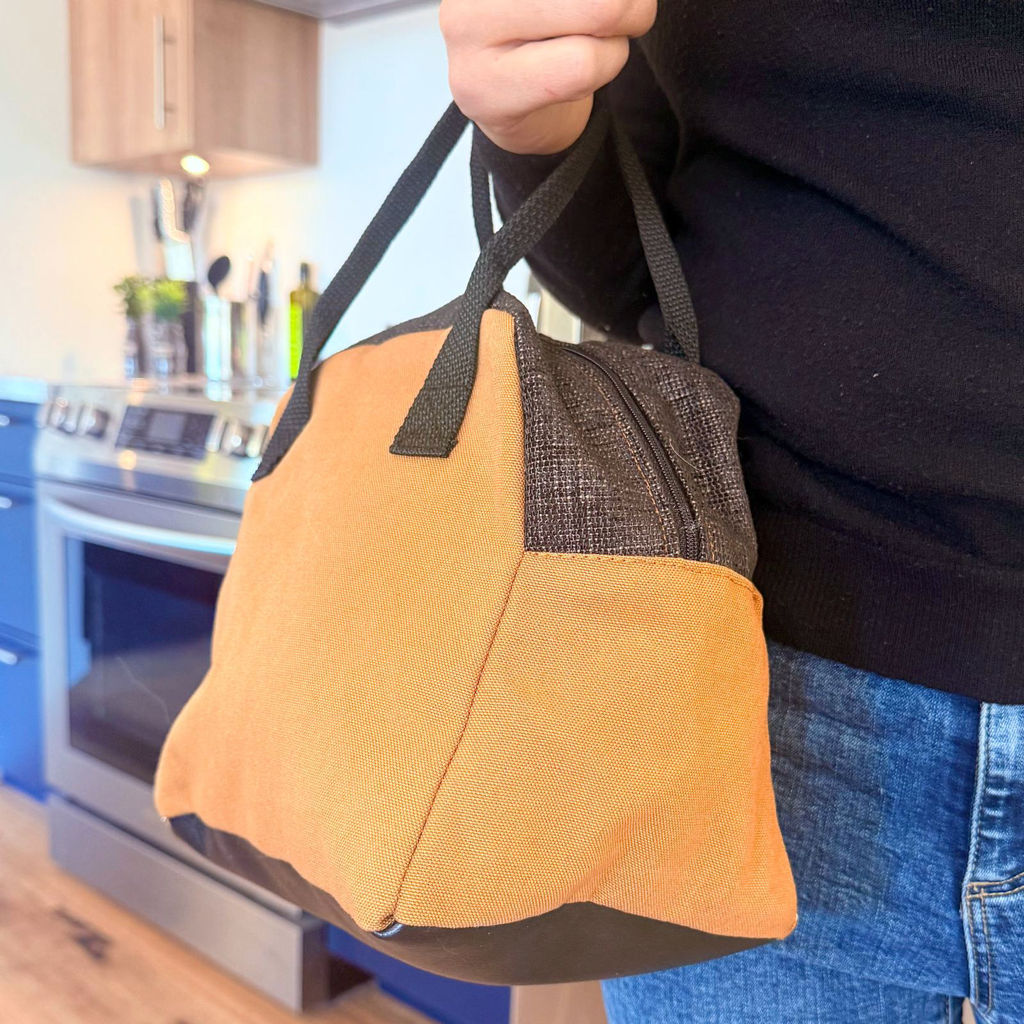 Sac à lunch modèle Bento - Tan & Black