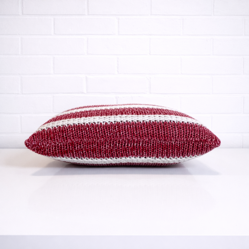 Housse de coussin - Tricot Canne rouge