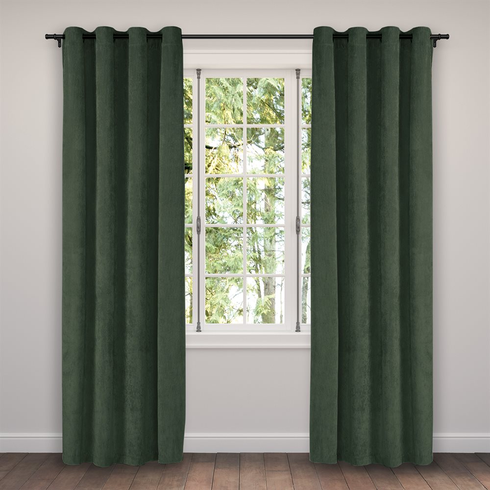 Panneau de rideau - Semi Opaque - Velours côtelé Vert