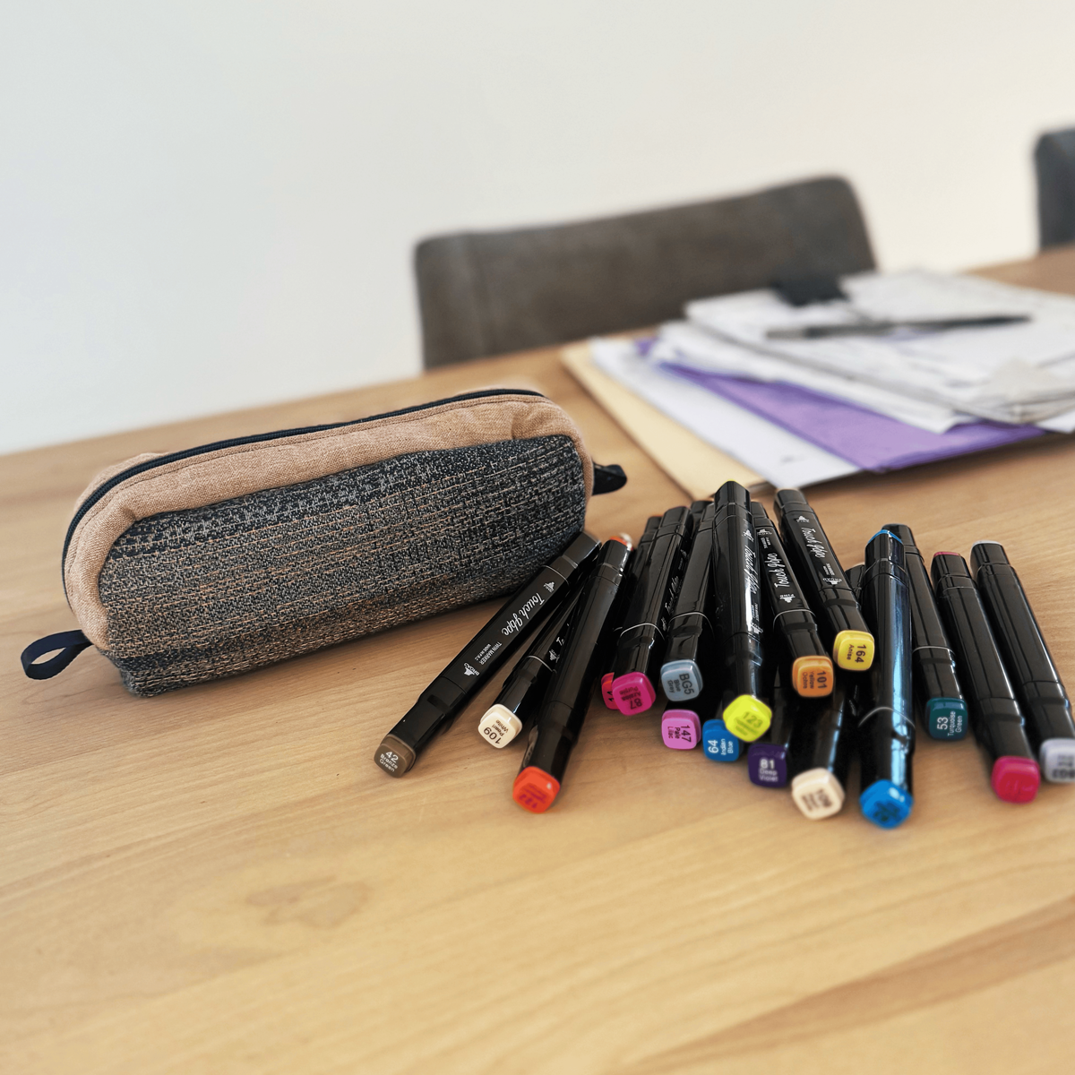 Étui à crayon - Rose chiné