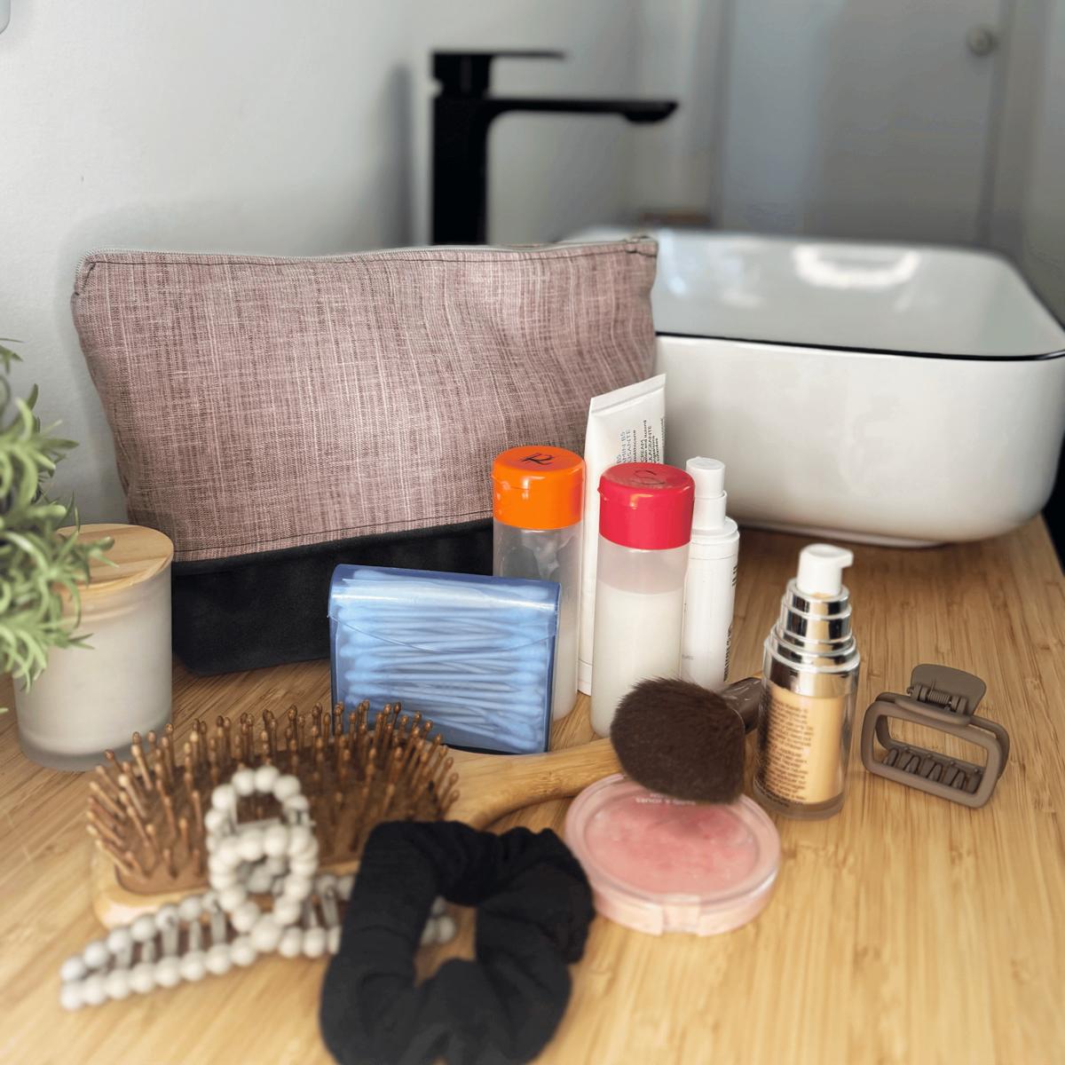 Trousse à cosmétiques - Rose et velours