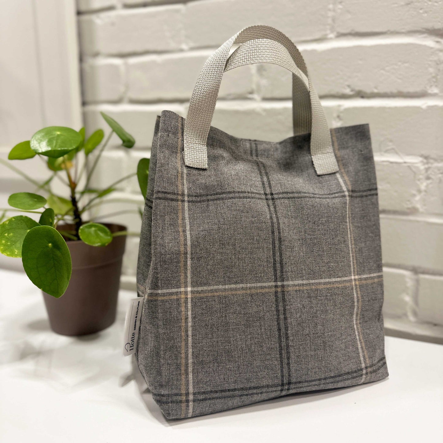 Sac à lunch modèle Monsieur - Carreaux Gris