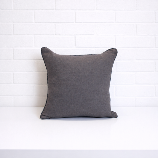 Housse de coussin - Ardoise + Piping indigo