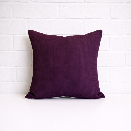 Housse de coussin - Alvéoles Mauve piping naturel