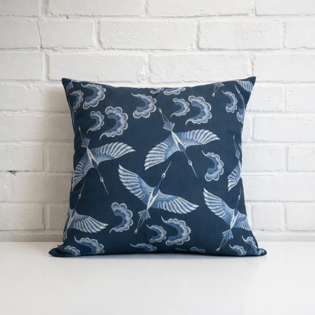 Housse de coussin - Oiseau Okiya Bleu