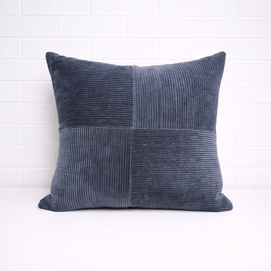 Housse de coussin - Ridges Bleu velours cotelé