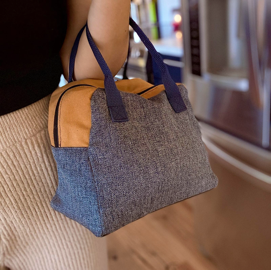 Sac à lunch modèle Bento - Cognac Bleu