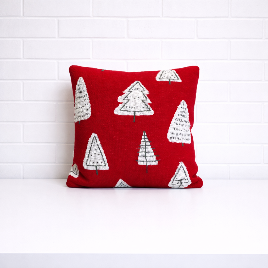 Housse de coussin - Tricot Sapin Rouge