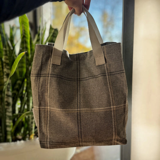 Sac à lunch modèle Monsieur - Carreaux Gris