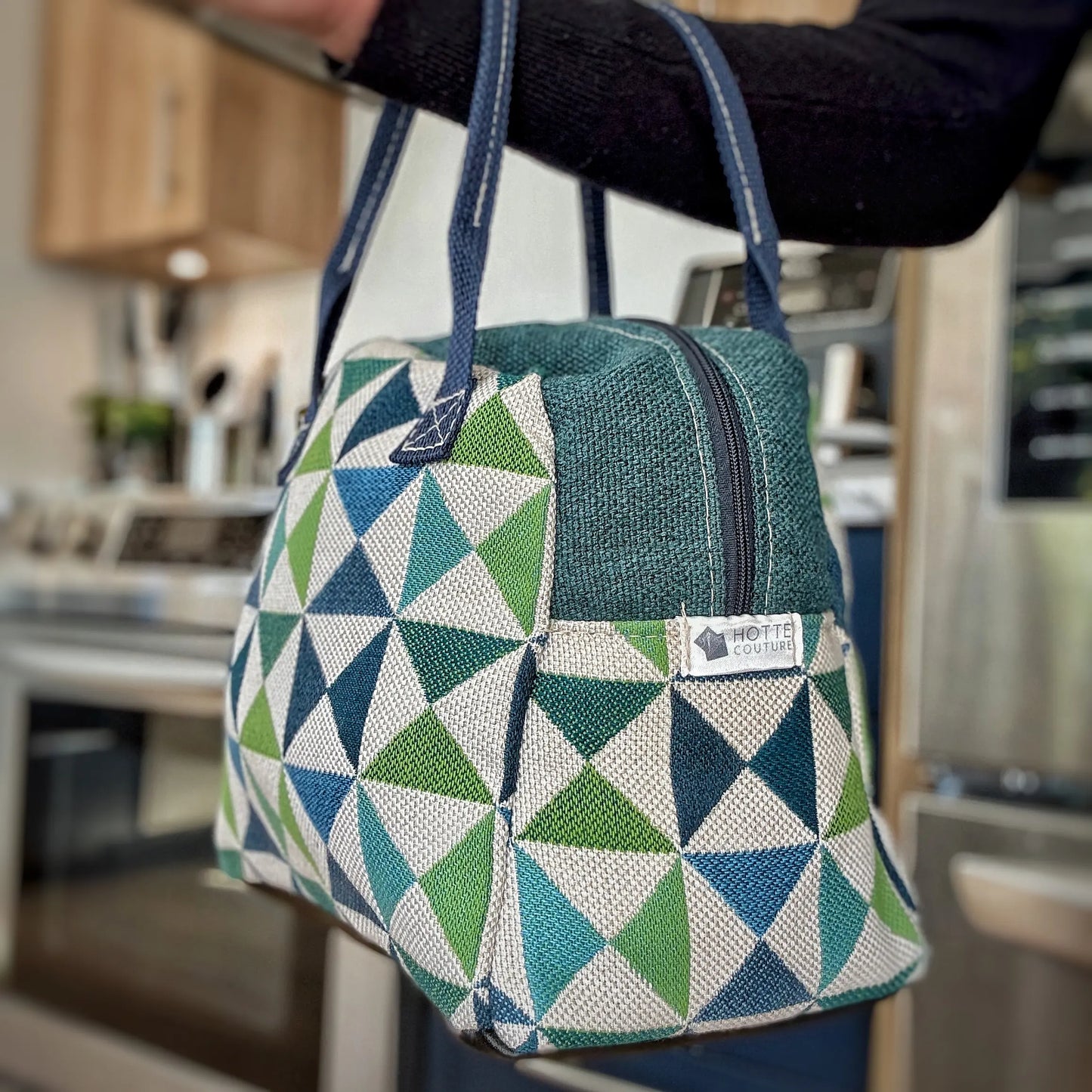 Sac à lunch modèle Bento - Turquoise Triangulaire