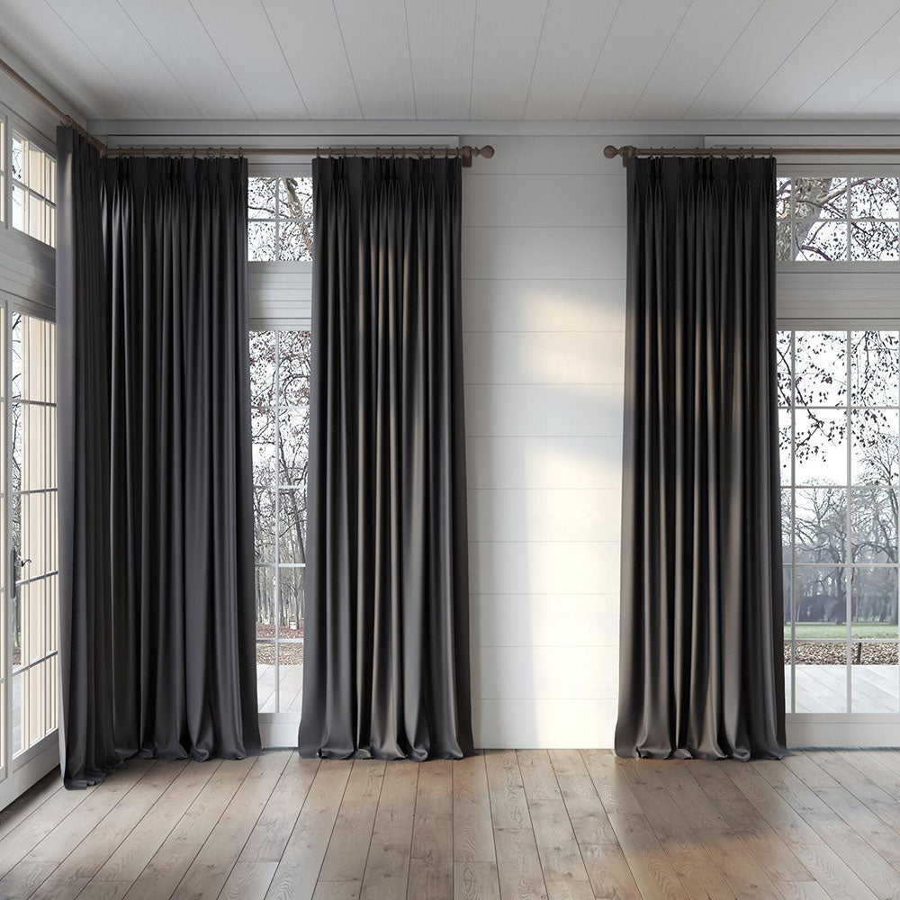 Panneau de rideau passe-pôle tissus Meteor Noir Nile