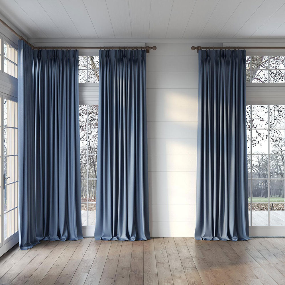 Panneau de rideau passe-pôle tissus Meteor bleu pacifique