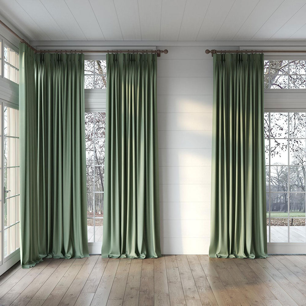 Panneau de rideau passe-pôle tissus Meteor vert Kale