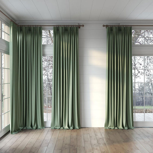 Panneau de rideau passe-pôle tissus Meteor vert Kale