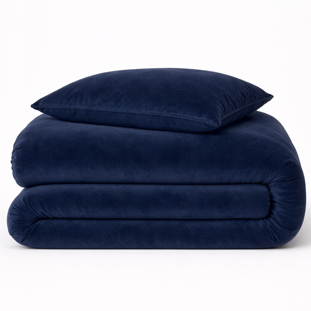 Housse de couette Extension velours bleu marin
