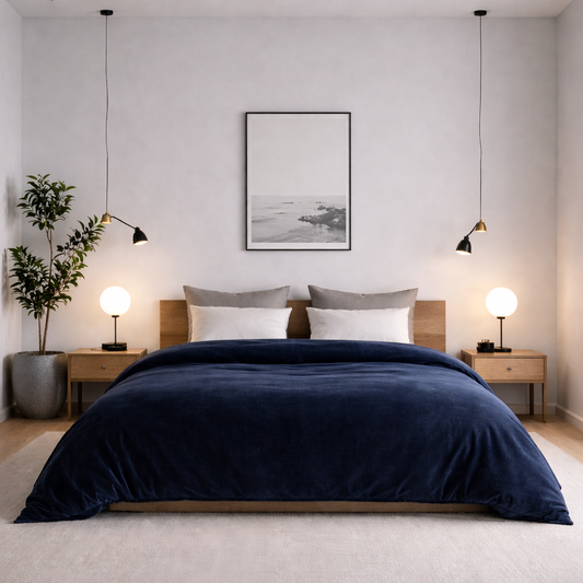 Housse de couette Extension velours bleu marin