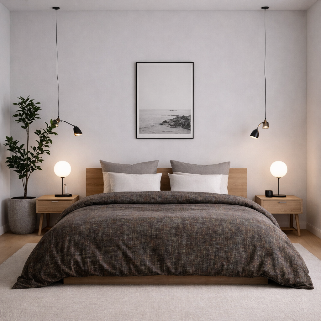 Housse de couette Projection brun-gris