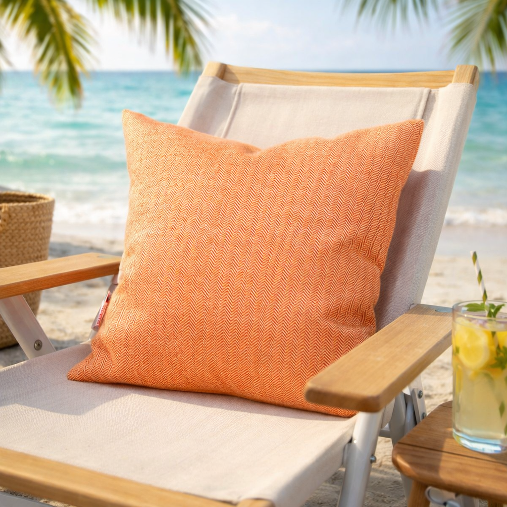Housse de coussin Extérieur - Chevron Orange