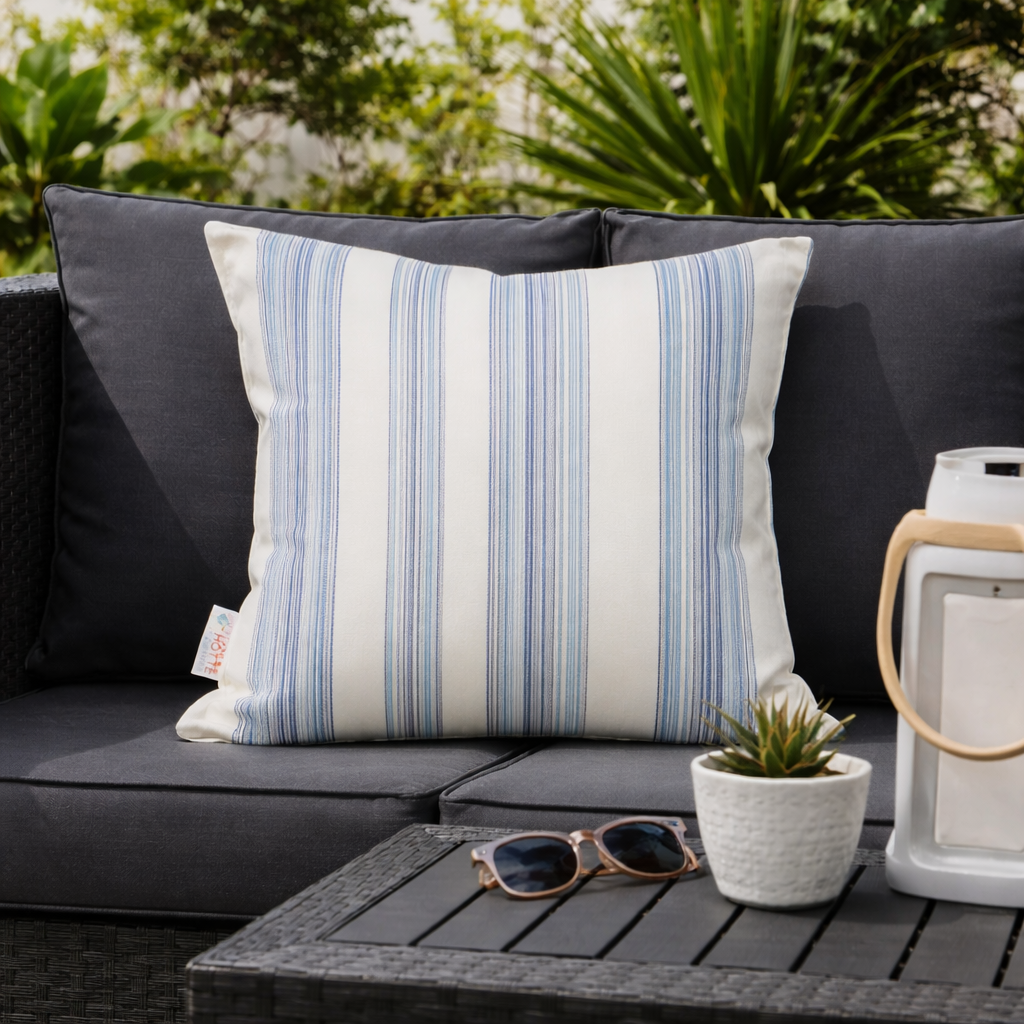 Housse de coussin Extérieur - Elis Ocean Bleu et Blanc