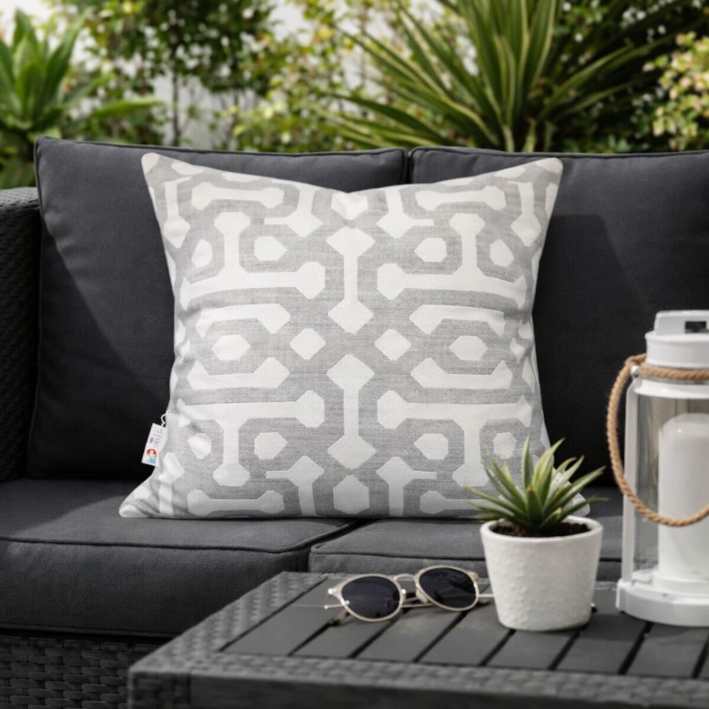 Housse de coussin Extérieur - Sunbrella Fretwork Pewter