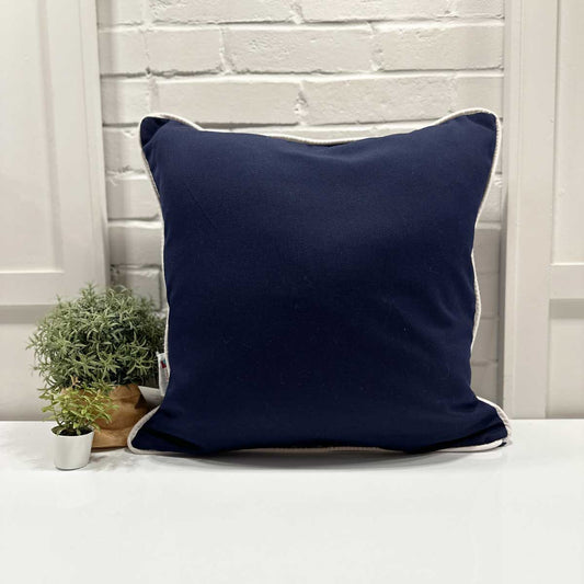 Housse de coussin Extérieur - Navy Piping Blanc