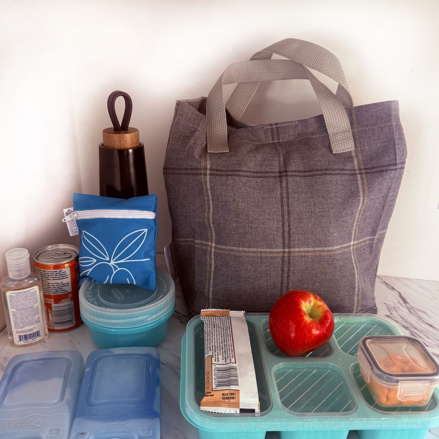 Sac à lunch modèle Monsieur - Carreaux Gris