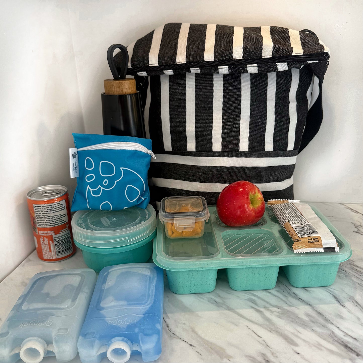 Sac à lunch modèle Madame - Double Rayure