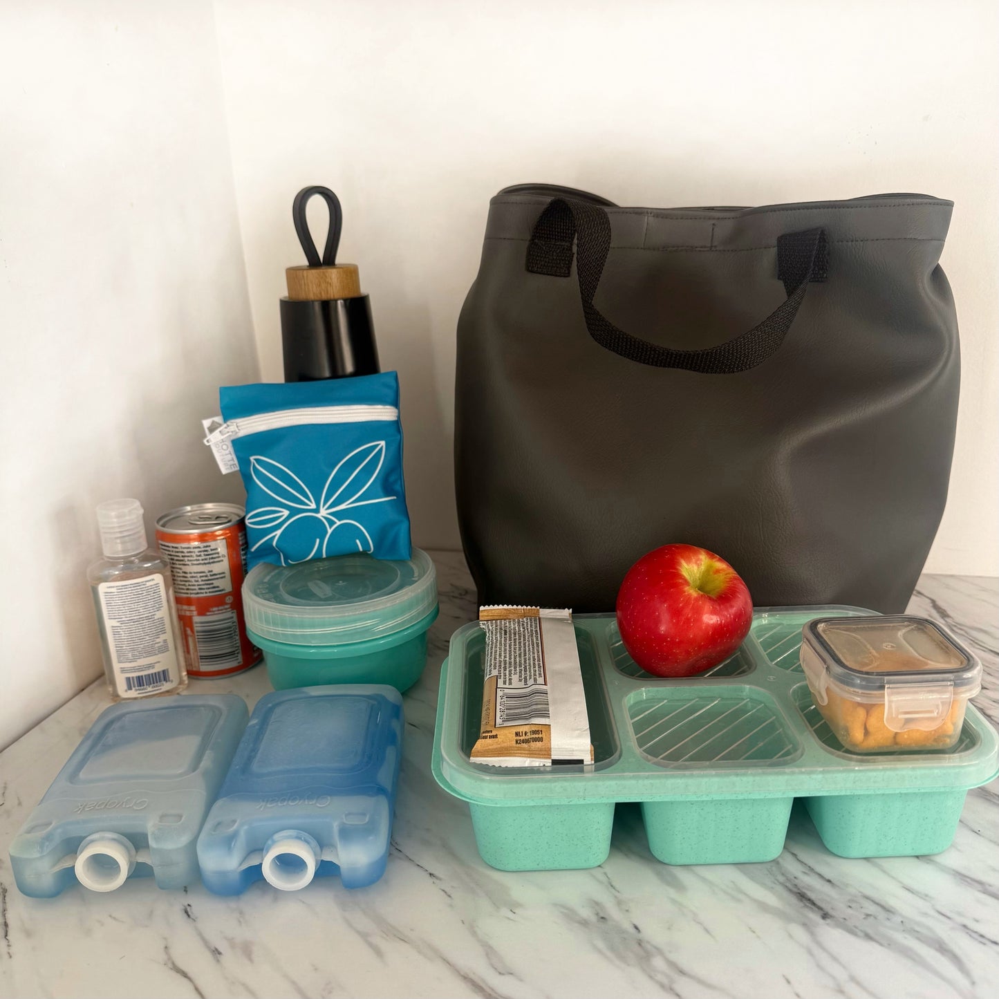 Sac à lunch modèle Monsieur - Cuir Charcoal