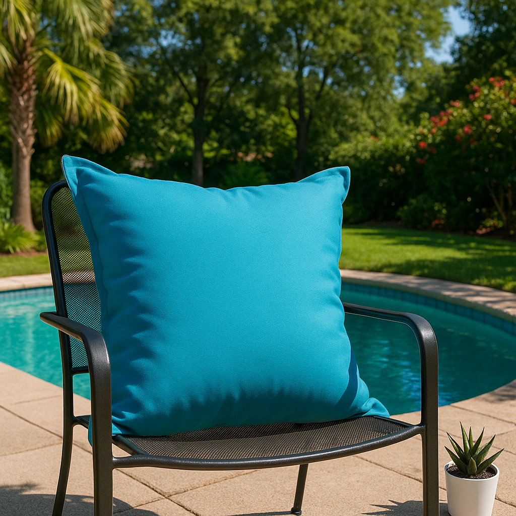 Housse de coussin Extérieur Turquoise uni